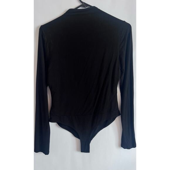 FINAL TOUCH RAYON MODAL LONGSLEEVE MOCK TURTLENECK BLACK BODYSUIT SIZE LARGE - Picture 2 of 10